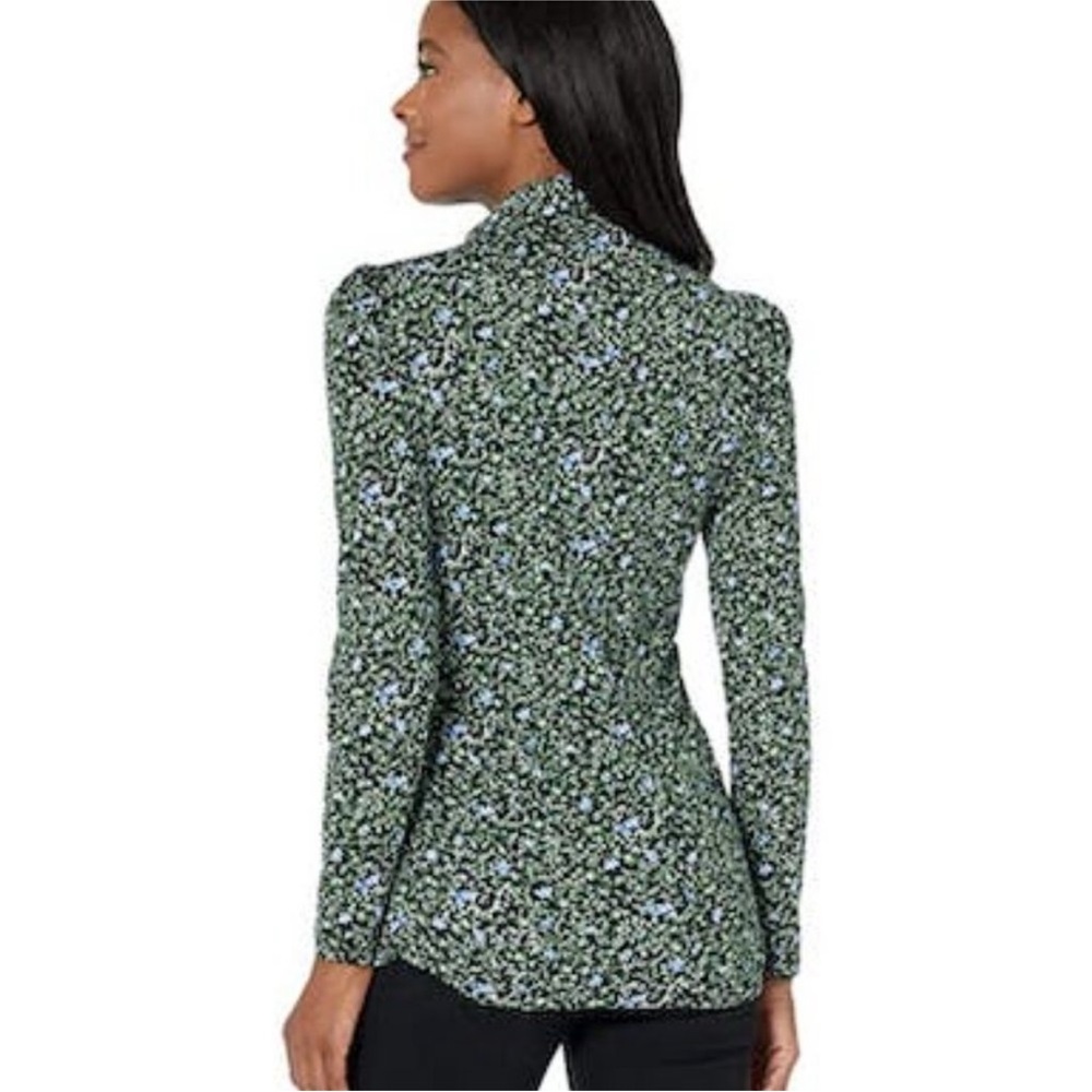 NWT MICHAEL Michael Kors Floral Mock neck Slim Fit Ruched Side Top XL - Picture 2 of 8